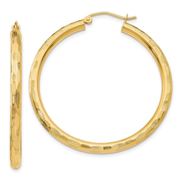 14k Diamond-cut Hoop Earrings - Picture 1 of 4